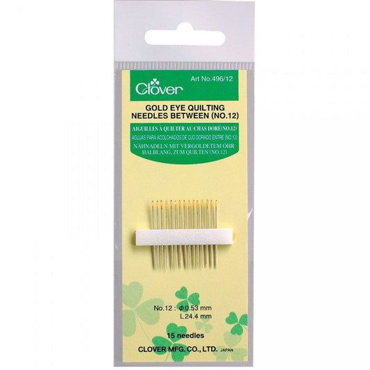 Clover - Gold Eye Quilting Needles Between - No. 12